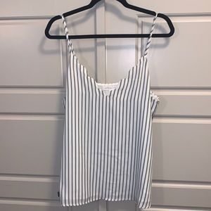 Striped Scalloped V-Neck Tank